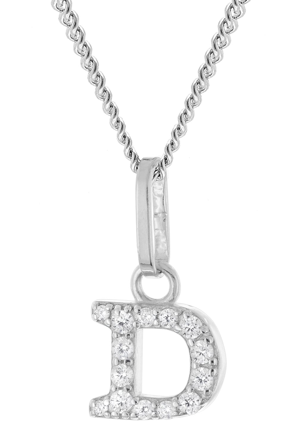 trendor 28240-D Damen-Kette mit Buchstabe D 925 Silber Rhodiniert