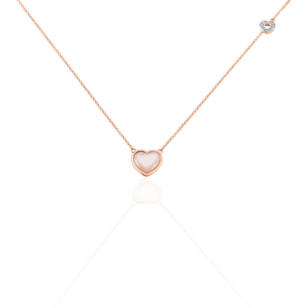 🦚 Damen Collier Rosegold 375 Perlmutt Perlmutt Herz Pia, Collier mit Stein