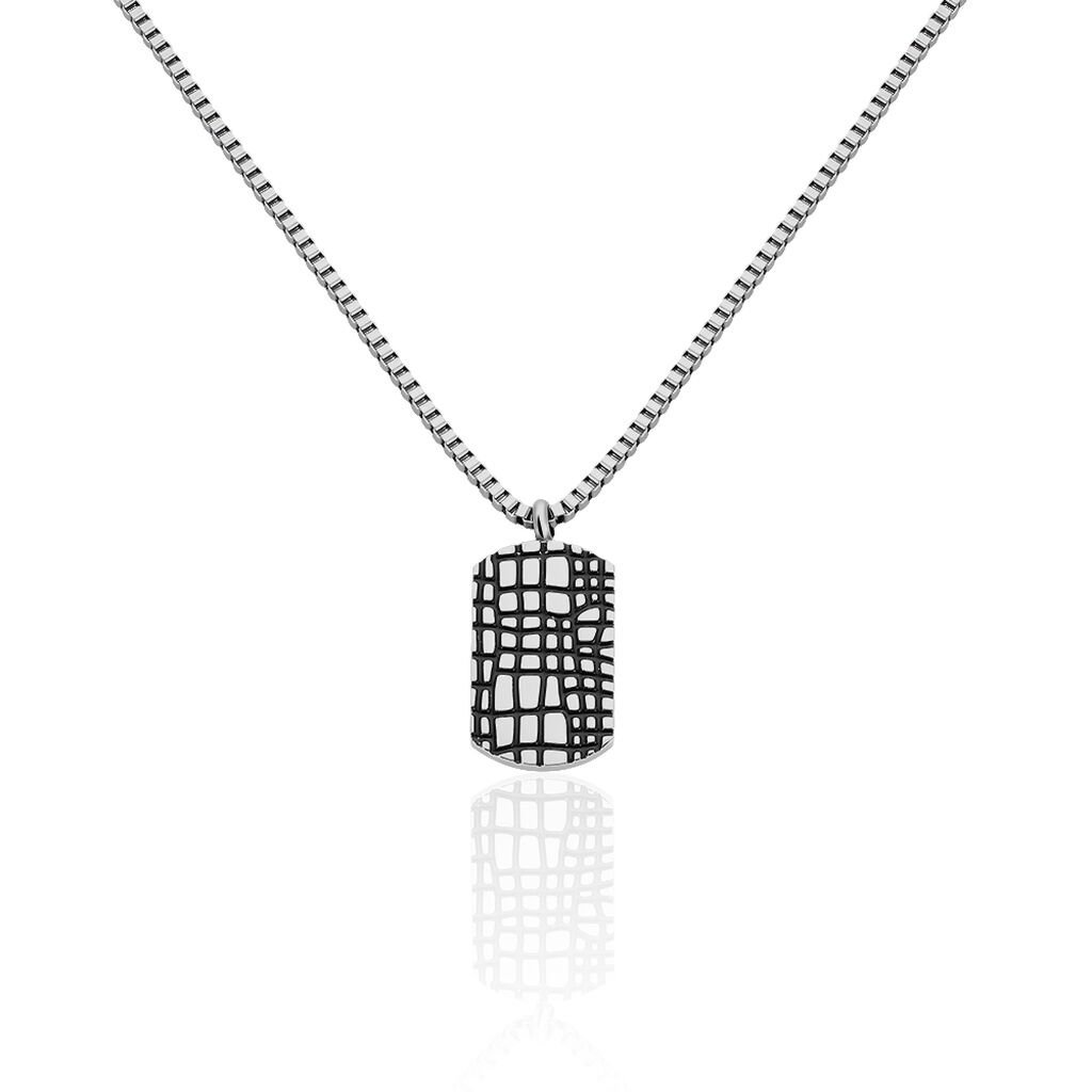 🦚 Herren Halskette Edelstahl Dog Tag, Collier ohne Stein