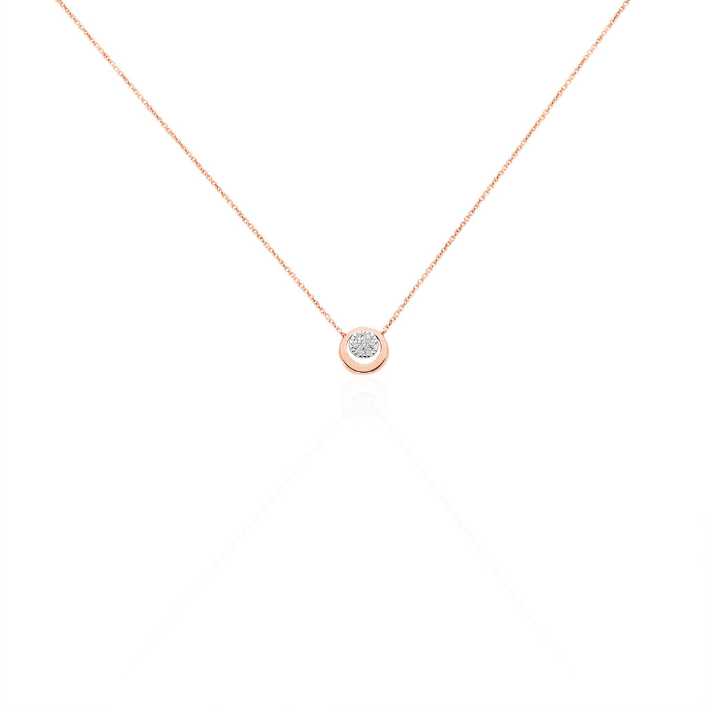 🦚 Damen Collier Rosegold 375 Diamant 0,05ct Kreis Rosa, Collier mit Stein