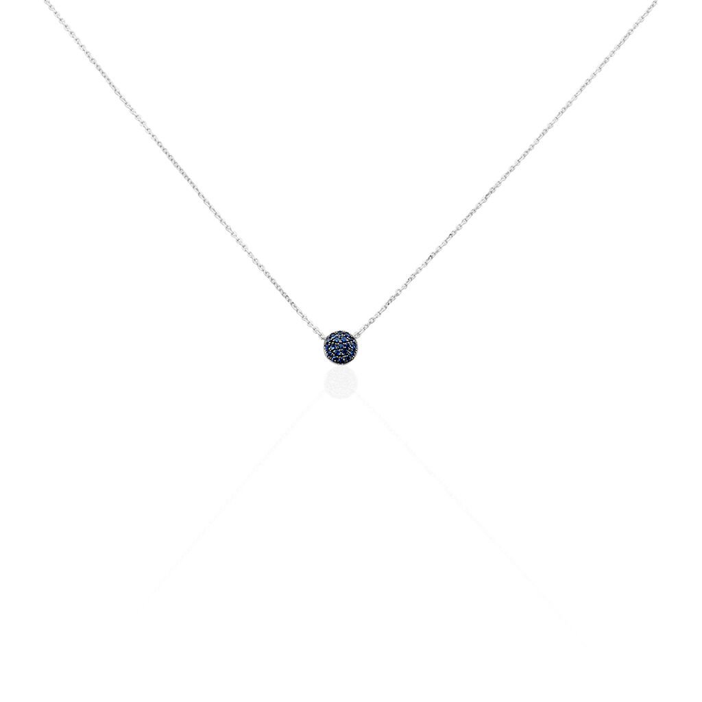 🦚 Damen Collier Weißgold 375 Saphir 0,15ct Ball Regina 1, Collier mit Stein