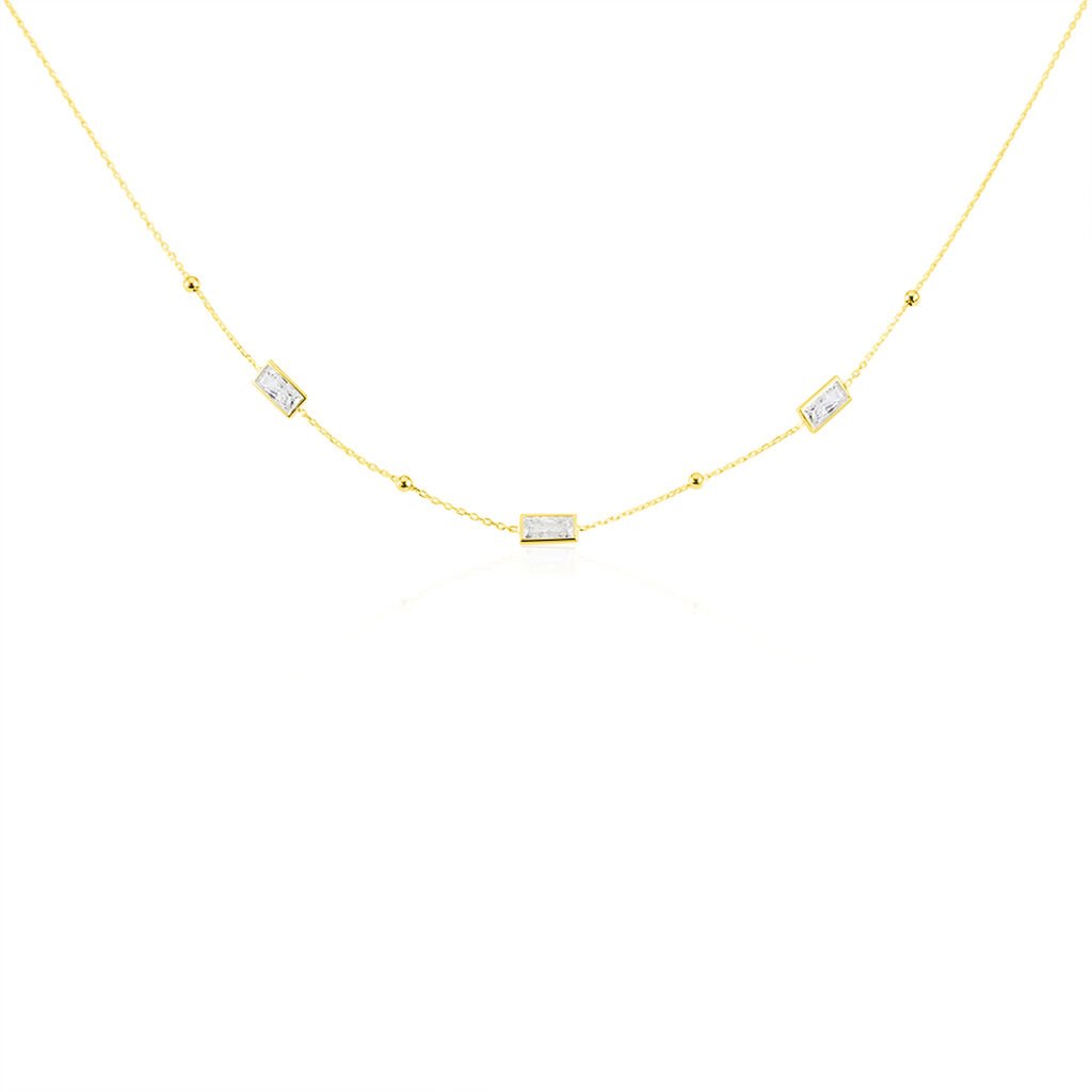 🦚 Damen Collier Gold 375 Zirkonia , Collier mit Stein