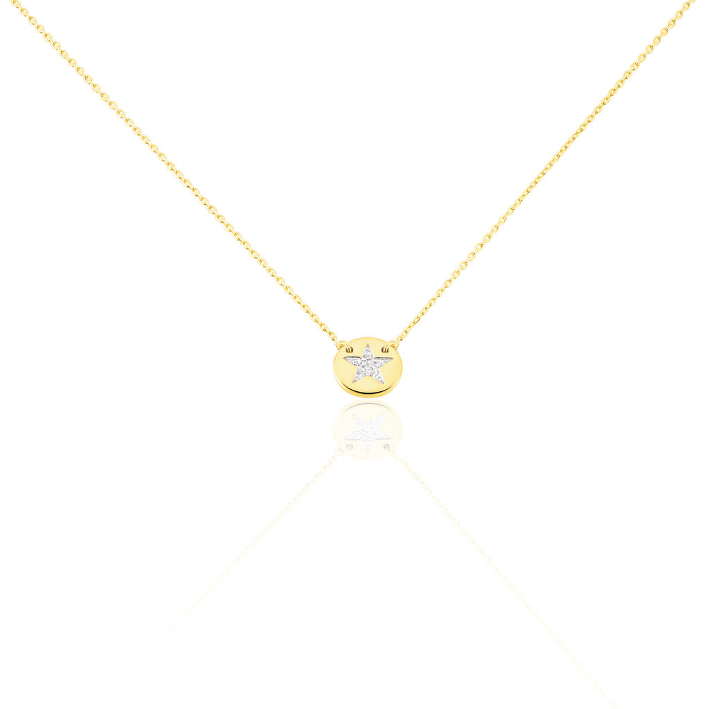 🦚 Damen Halskette Gold 375 Zirkonia Stern, Collier mit Stein