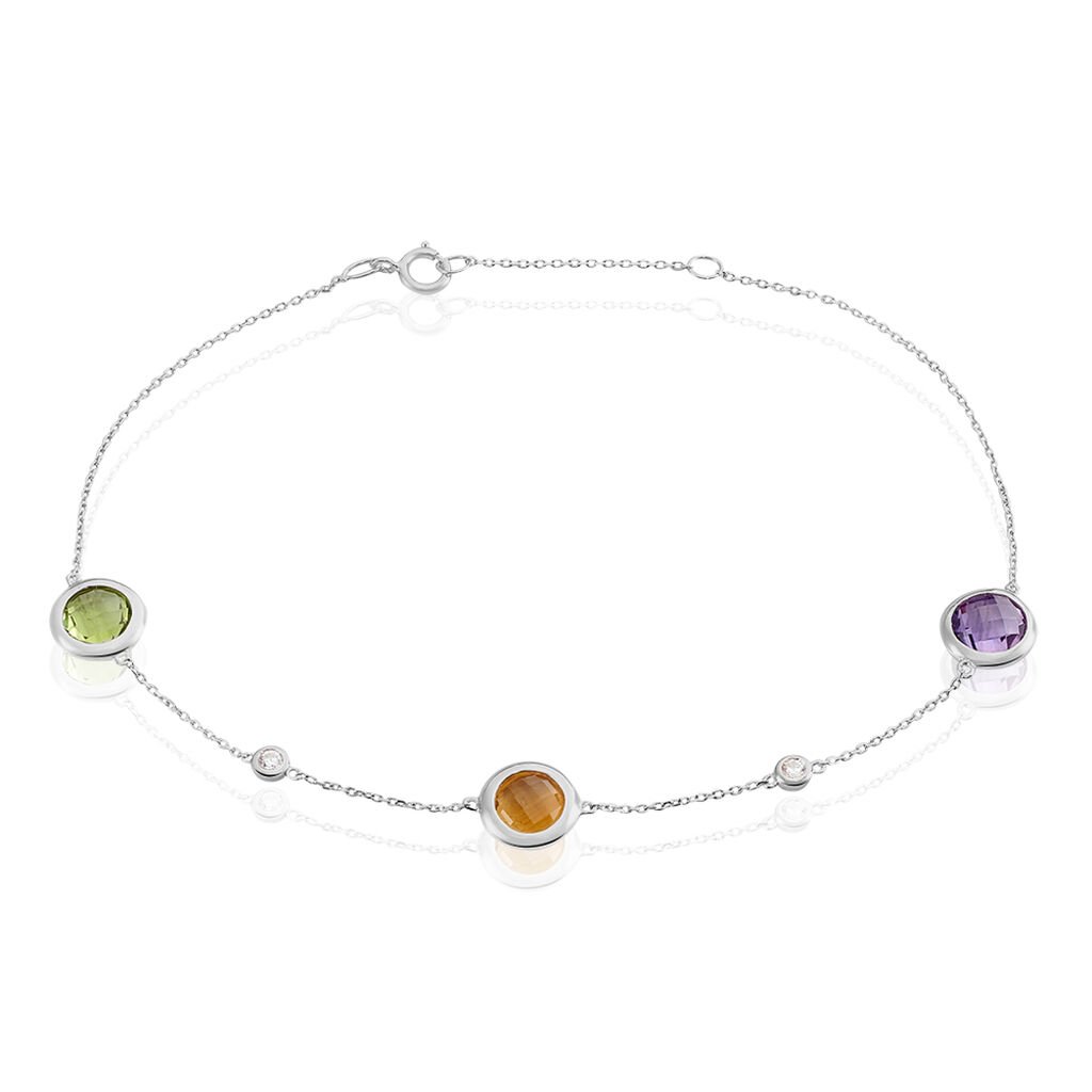 🦚 Damen Armband Weißgold 375 Amethyst Violett 2,69ct Ball, Armband mit Stein