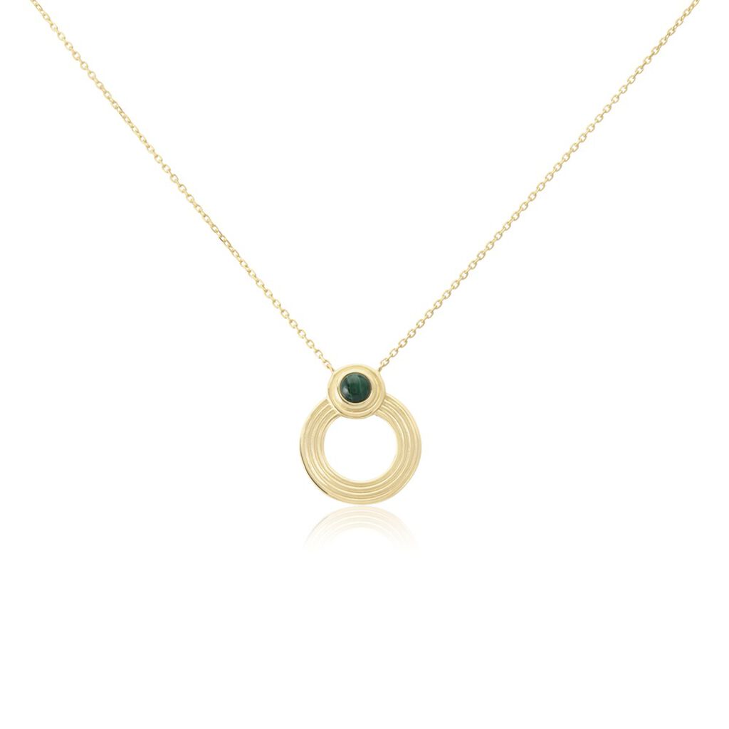 🦚 Damen Halskette Messing Gold 750 plattiert , Collier mit Stein