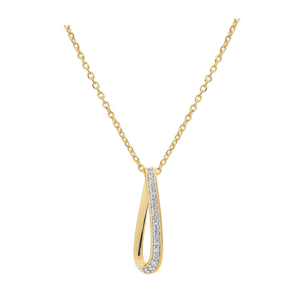 🦚 Damen Halskette Messing Gold 750 plattiert , Collier mit Stein