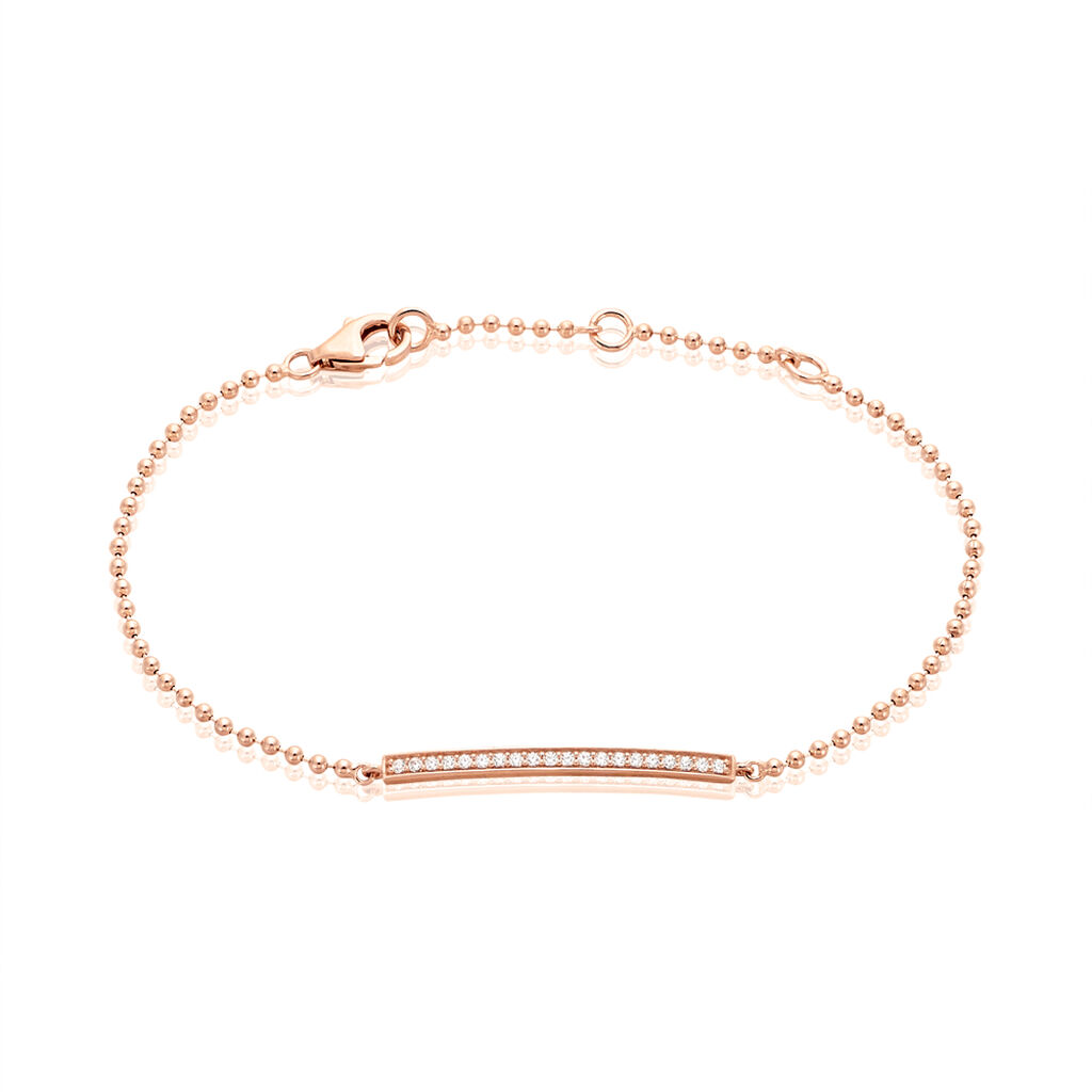 🦚 Damen Armband Messing 18 Karat vergoldet Roségold Zirkonia, Armband mit Stein