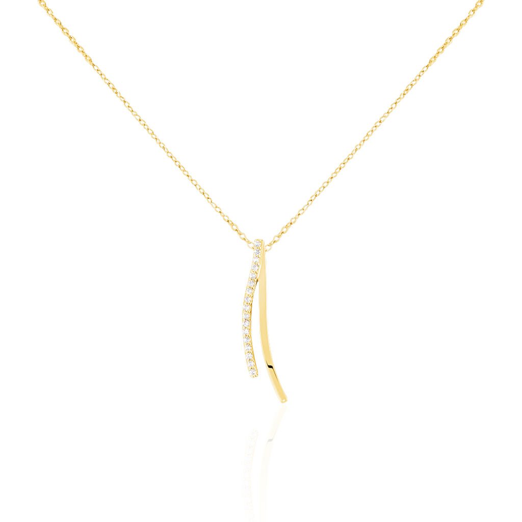 🦚 Damen Halskette Silber 925 Vergoldet Zirkonia, Collier mit Stein