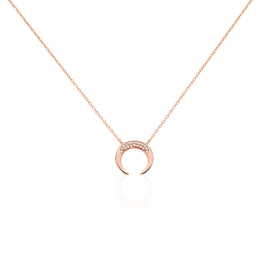 🦚 Damen Halskette Silber 925 Rosé Vergoldet, Collier mit Stein