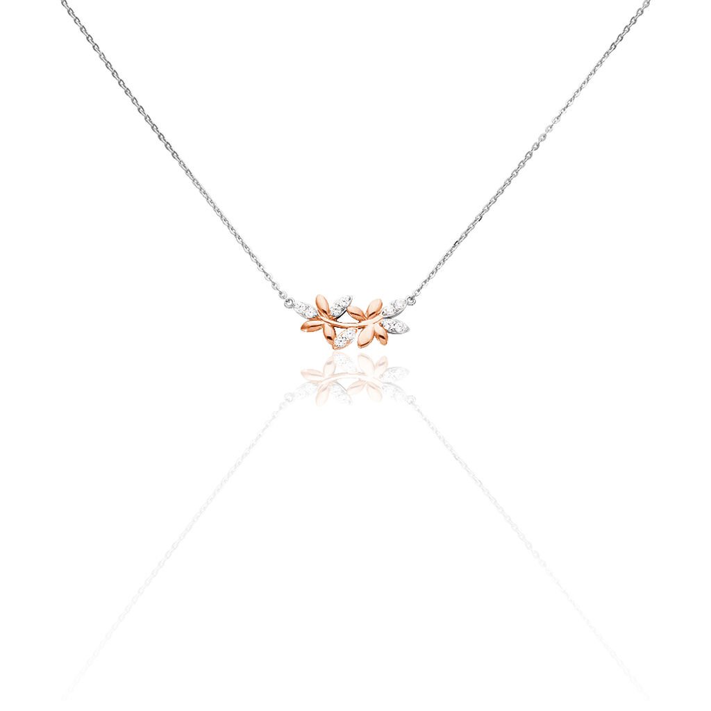 🦚 Damen Halskette Silber 925 Rosé Vergoldet, Collier mit Stein