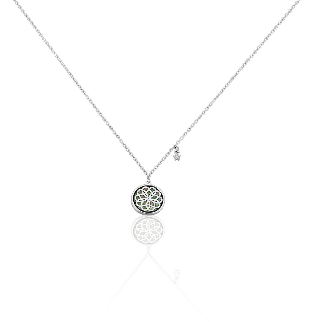 🦚 Damen Halskette Silber 925 Zirkonia Blume, Collier mit Stein