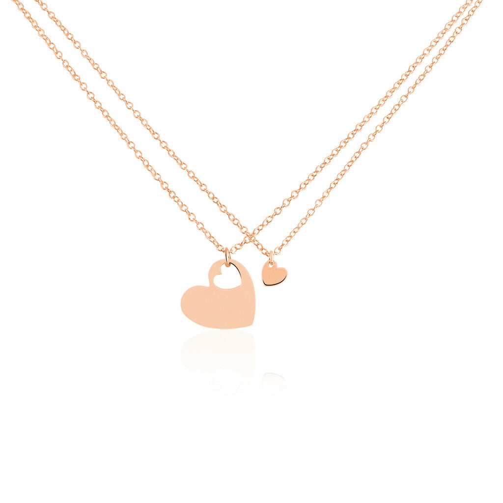 🦚 Freundschaftskette Silber 925 Rosé Vergoldet Herz, Collier ohne Stein