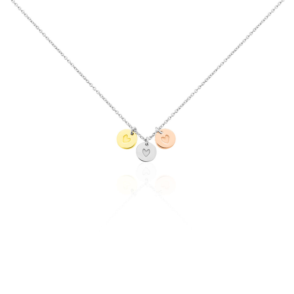 🦚 Halskette Silber 925 Tricolor Vergoldet Herz, Collier ohne Stein