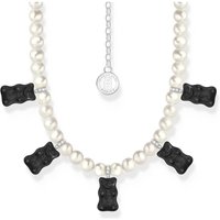 Thomas Sabo KE2208-052-11-L50V Silberne Perlenkette mit 5 schwarzen Goldbären Damen