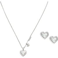 Emporio Armani Ohrring und Ketten Set Schmuckset Multipack Schmuck Geschenk Edelstahl JEWELRY, EGS3228SET (Set, 3-tlg), mit Zirkonia (synth) - mit Perlmutt silberfarben