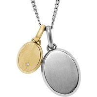 Fossil Kette mit Anhänger Schmuck Geschenk Edelstahl DREW Bicolor, JF04850998 (Set, 3-tlg), mit Glasstein gelb|goldfarben