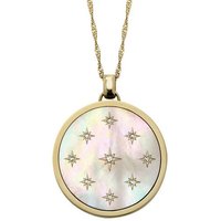 Fossil Kette mit Anhänger Schmuck Geschenk Edelstahl JEWELRY, JF04864710, mit Glasstein - mit Perlmutt gelb|goldfarben|weiß