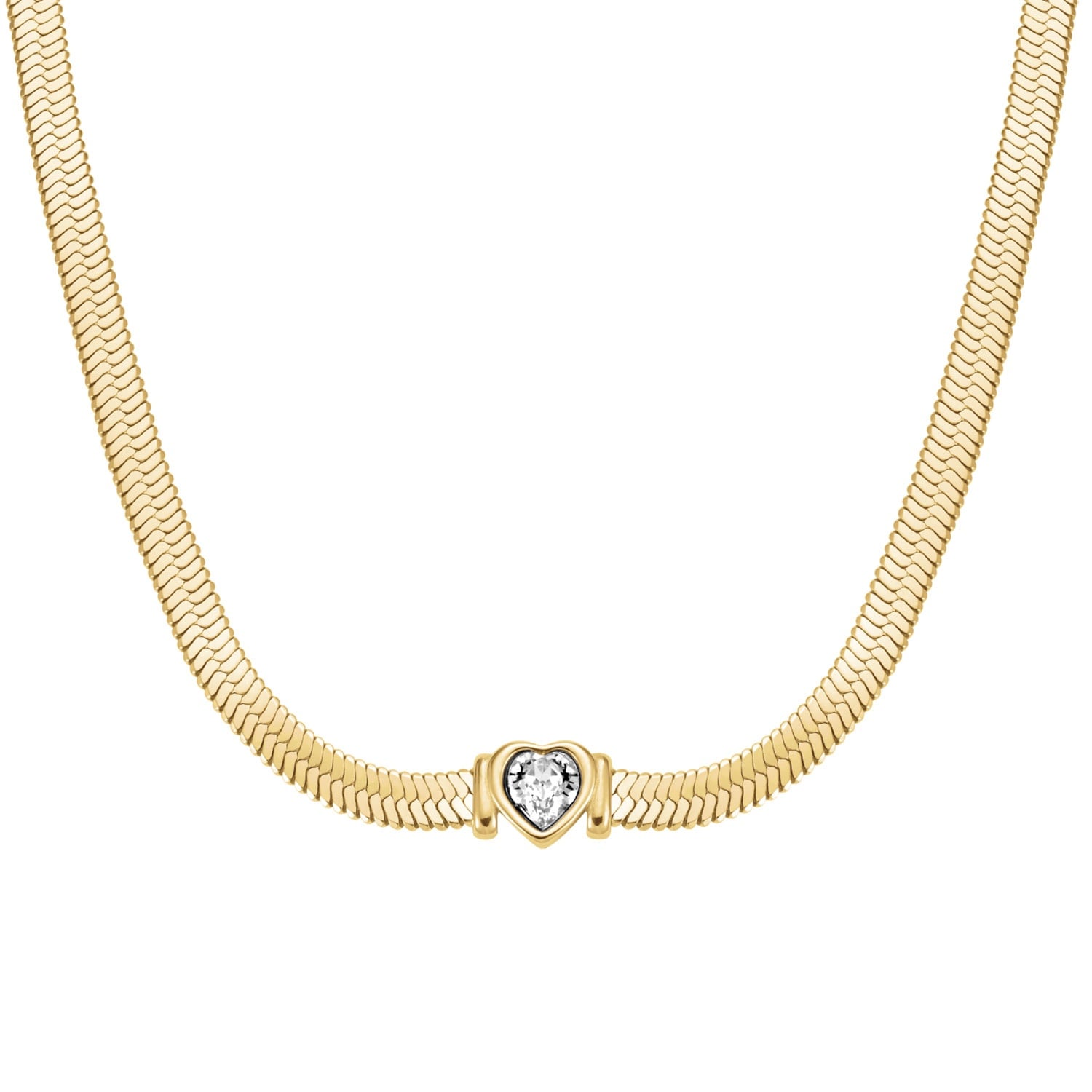 Rosefield JNSWG-J1002 Damen-Kette Snake Heart Choker Goldfarben Weißer Kristall