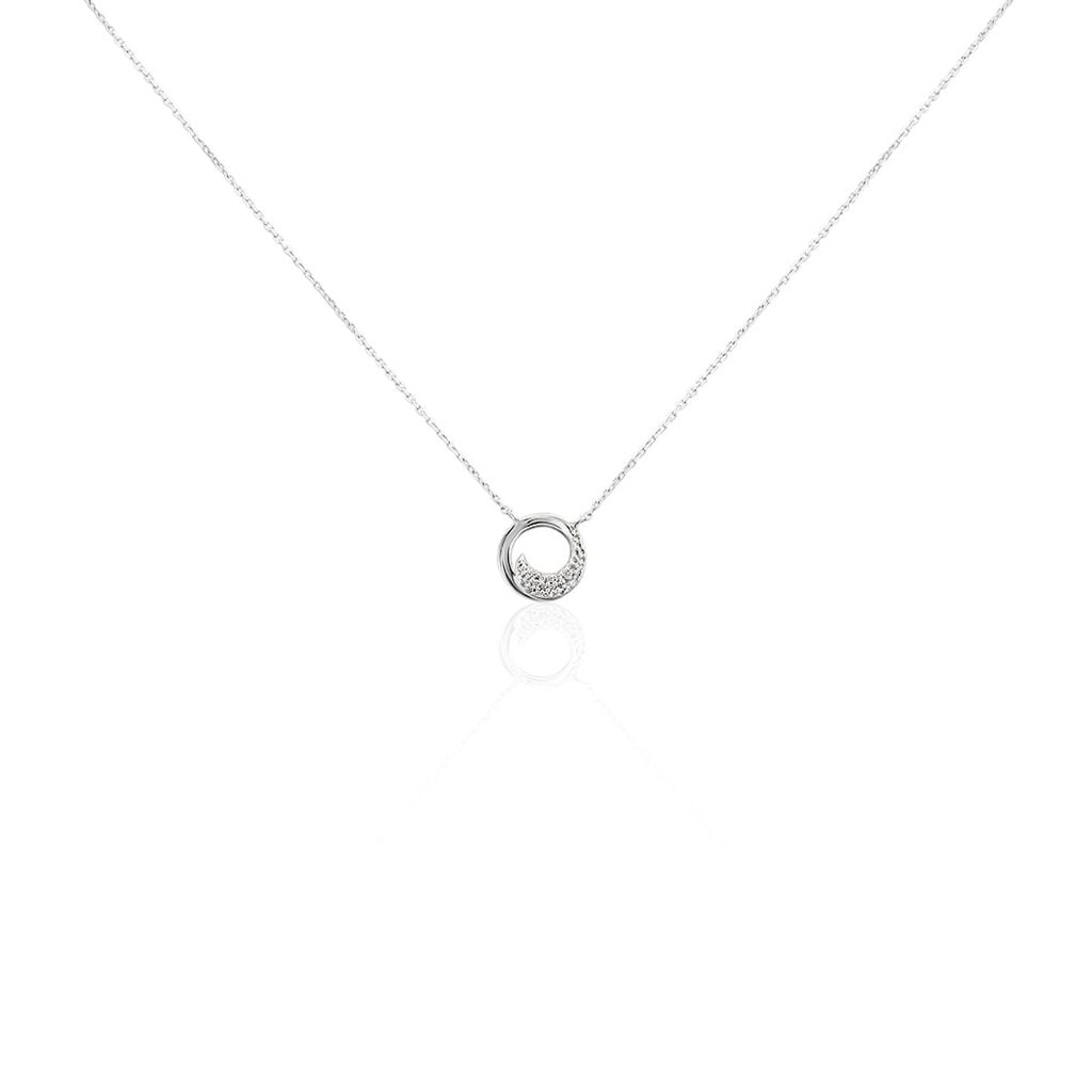 🦚 Damen Collier Weißgold 585 Diamant 0,06ct Kreis Sariah, Collier mit Stein