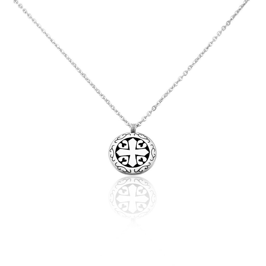 🦚 Herren Halskette Edelstahl Kreuz geschwärzt, Collier ohne Stein