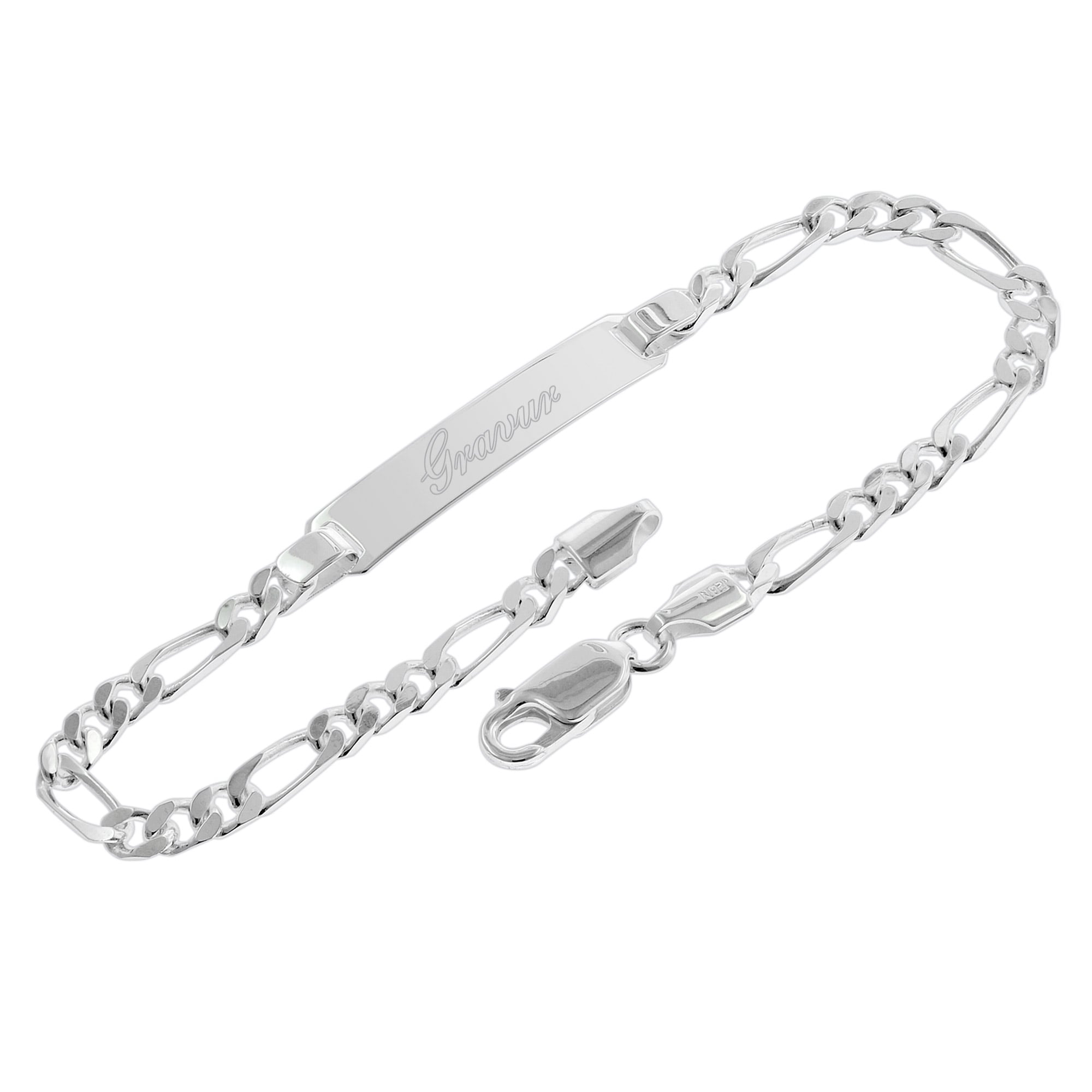 trendor 41389 Männer Gravur-Armband 925 Silber Figarokette mit Namen