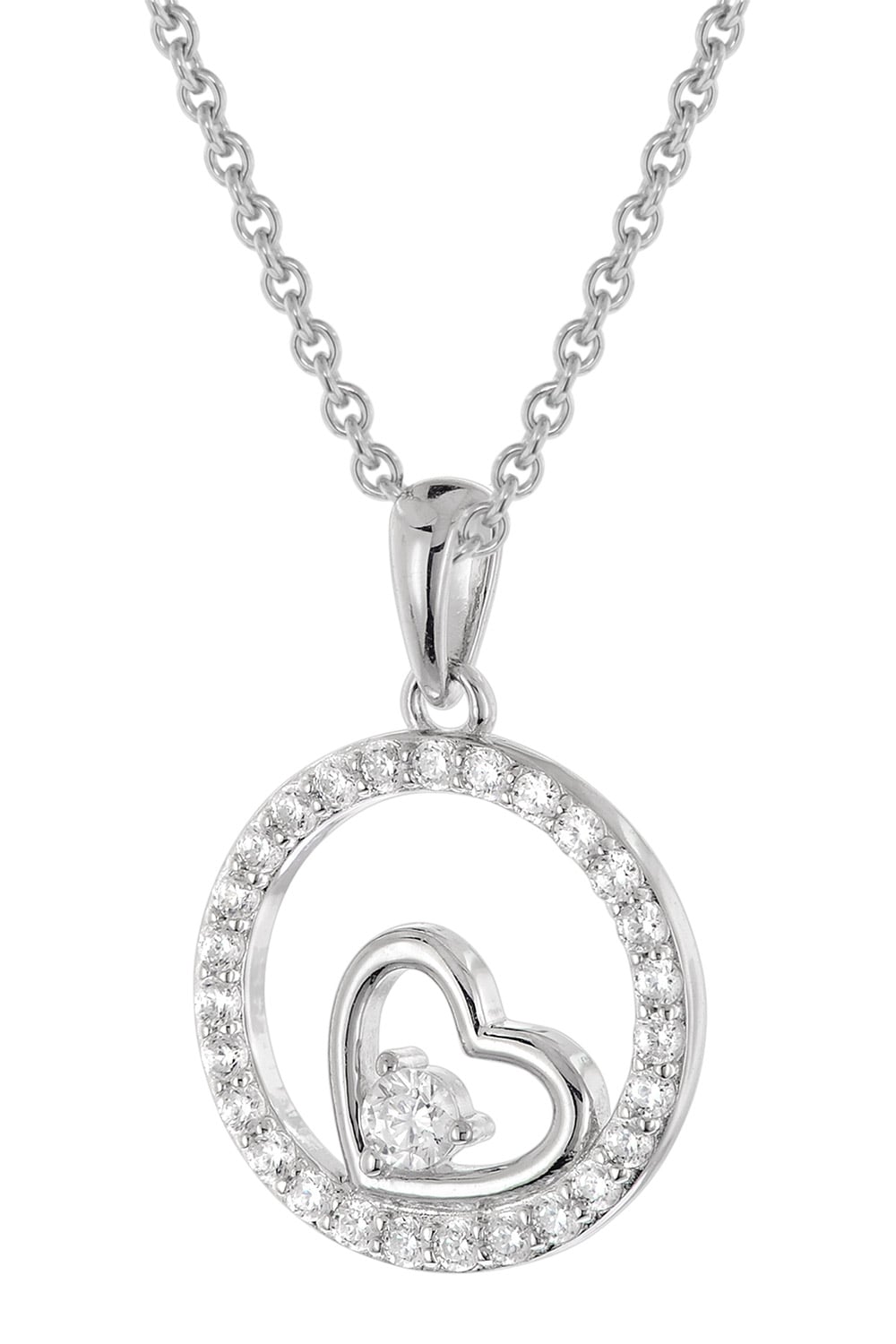 trendor 28410 Damen-Kette mit Zirkonia Herz-Anhänger 925 Silber Rhodiniert