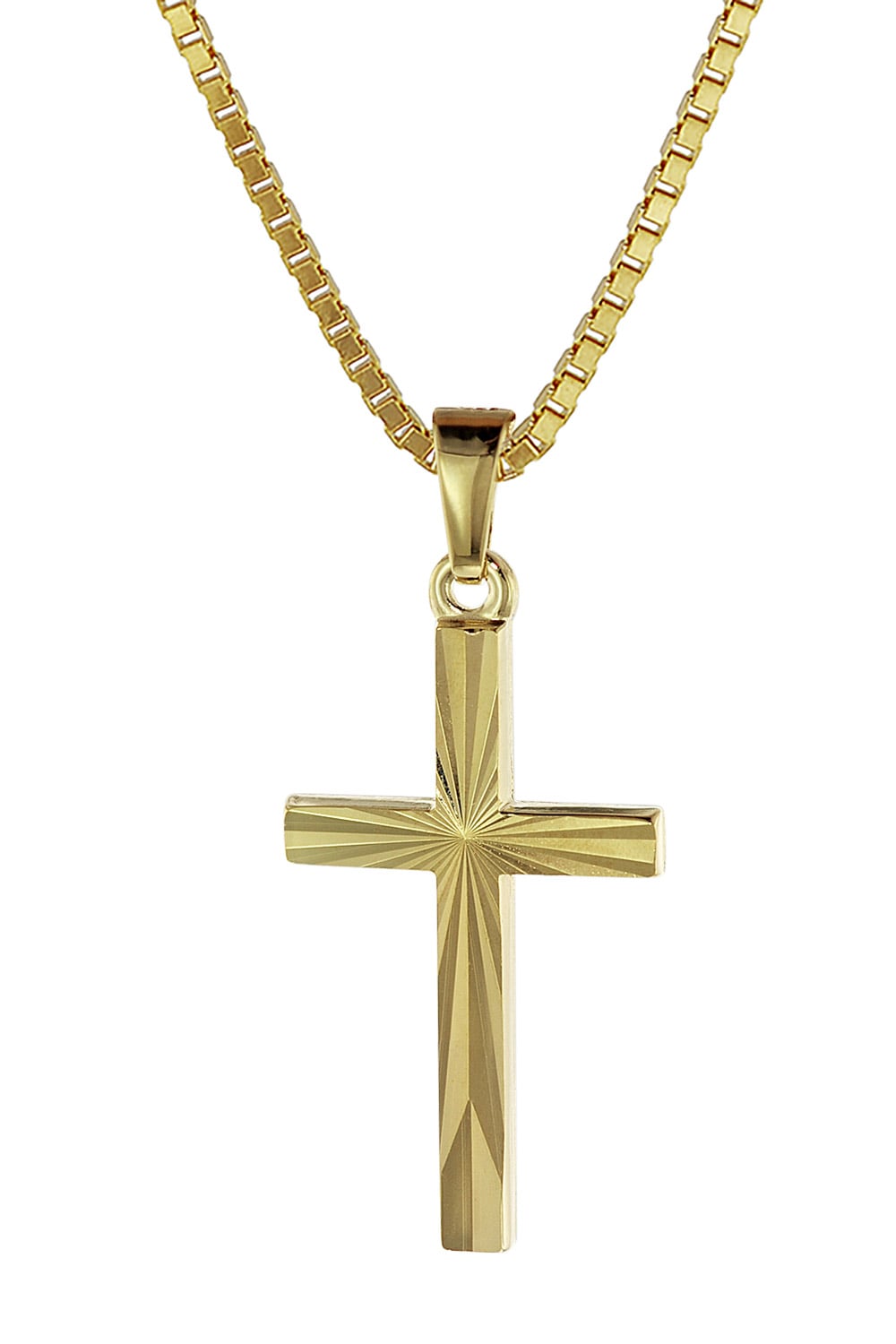 trendor 08512 Kreuz-Anhänger Gold 333/8K 22 mm mit goldplattierter Silberkette