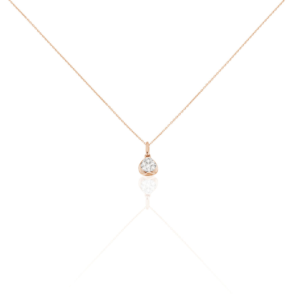 🦚 SHINE Damen Collier Rosegold 750 (18 Karat) Diamant Weiß 0,18 ct Kreis, Collier mit Stein