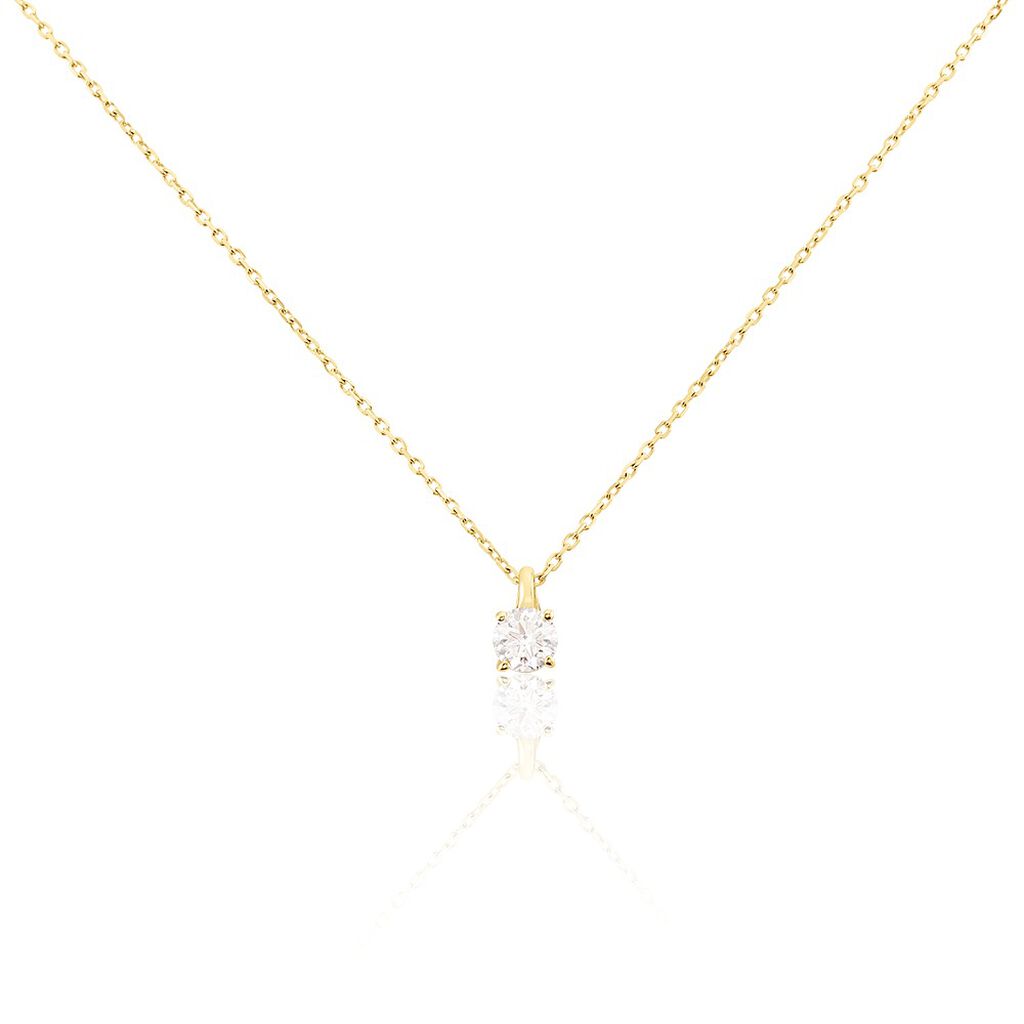 🦚 VICTORIA Damen Collier Gold 585 (14 Karat) Diamant Weiß 0,21 ct, Collier mit Stein
