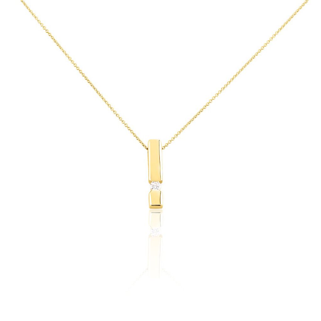 🦚 SANINA Damen Collier Gold 585 (14 Karat) Diamant Weiß 0,1 ct, Collier mit Stein