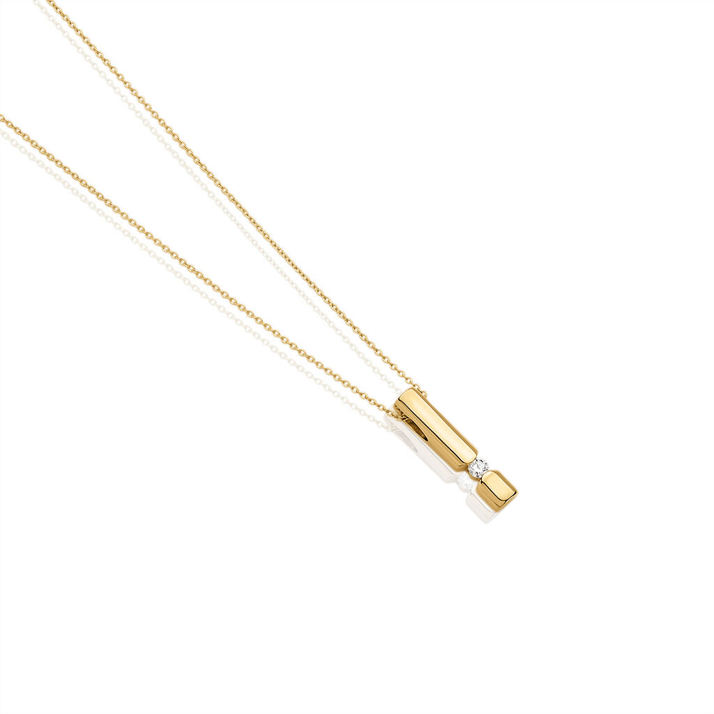 🦚 SANINA Damen Collier Gold 585 (14 Karat) Diamant Weiß 0,04 ct, Collier mit Stein