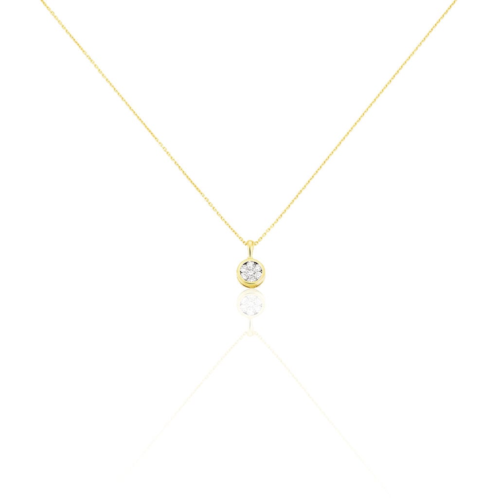 🦚 ELINA Damen Collier Gold 585 (14 Karat) Diamant Weiß 0,06 ct, Collier mit Stein