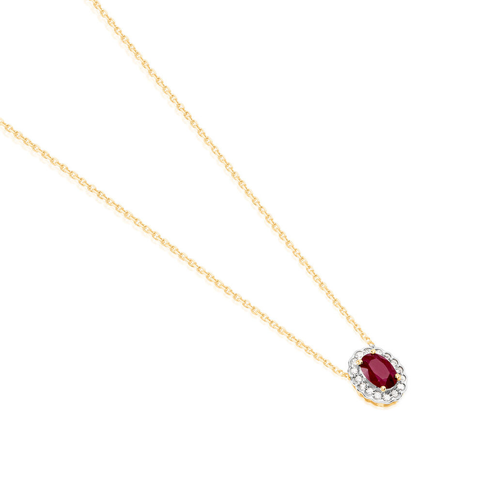 🦚 EDELGARD Damen Collier Gold 585 (14 Karat) Rubin Rot 0,55 ct Oval B 4 mm, Collier mit Stein
