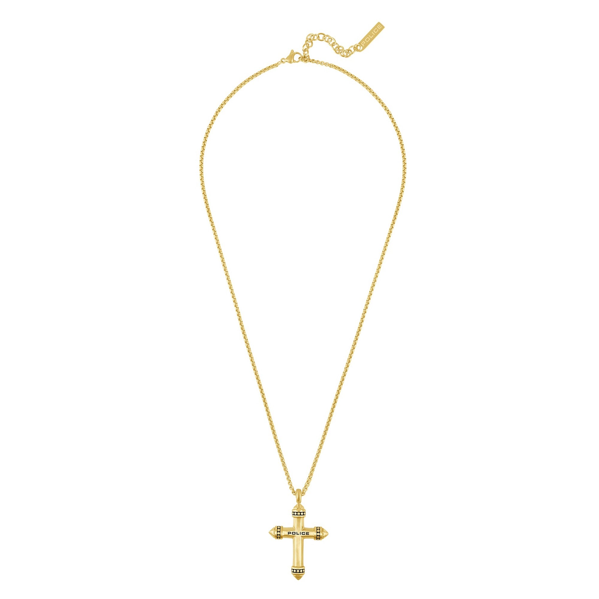 Police PEAGN0078902 Herren-Kette Crossrange Kreuz Goldfarben