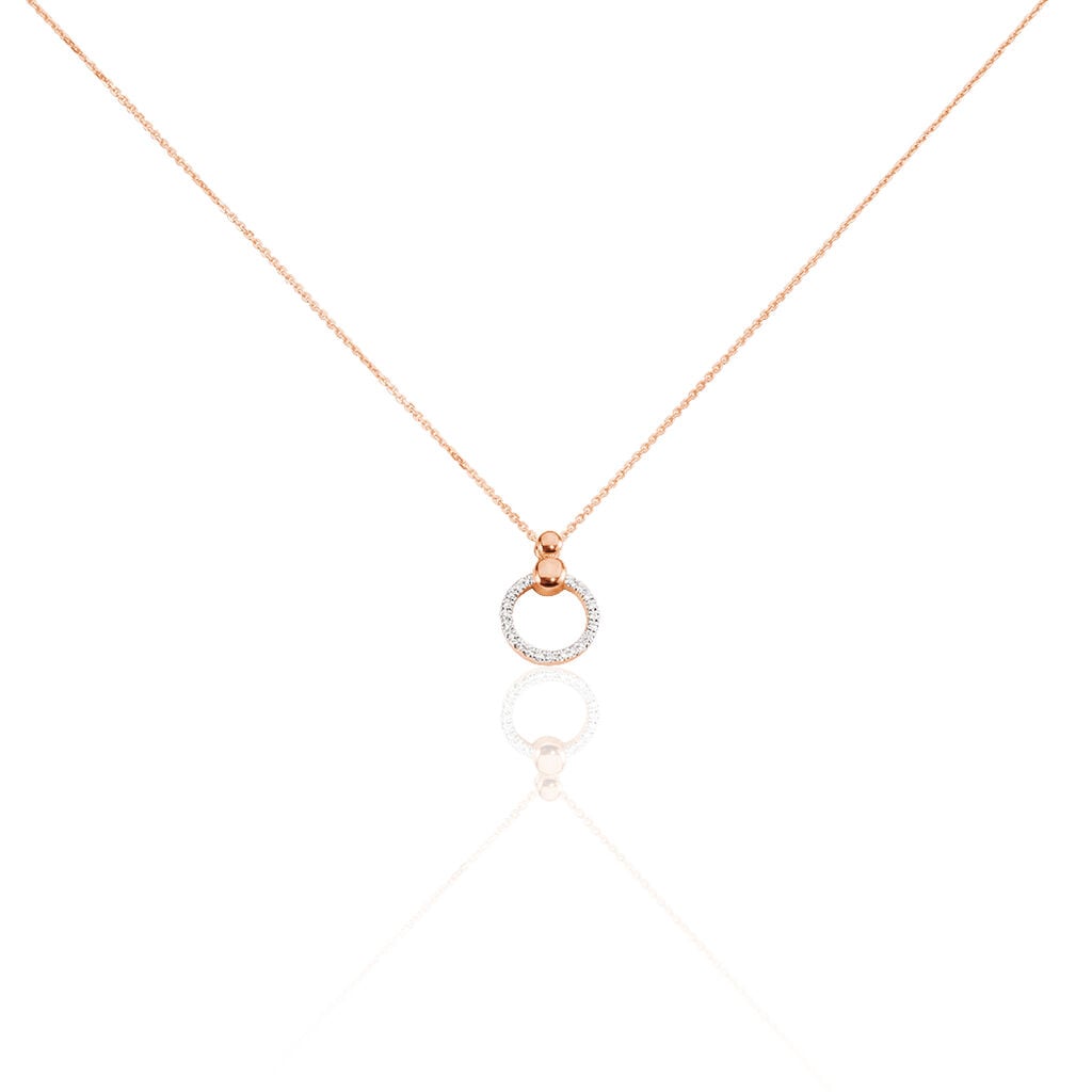 🦚 BIBI Damen Collier Rosegold 375 (9 Karat) Diamant Weiß 0,14 ct Kreis, Collier mit Stein