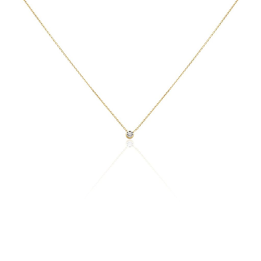 🦚 Delicate Damen Collier Gold 375 (9 Karat) Diamant Weiß 0,05 ct, Collier mit Stein
