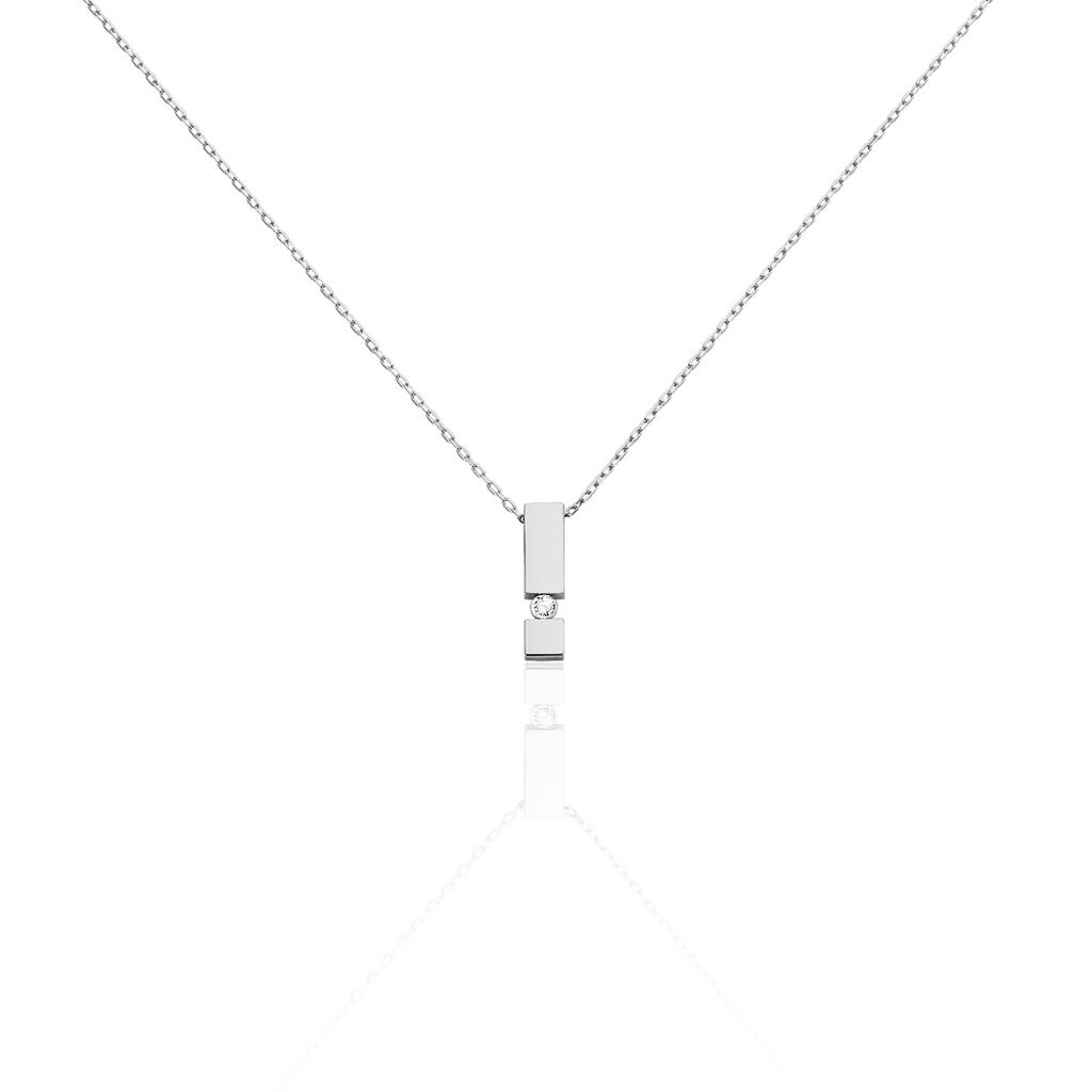 🦚 GRANADA Damen Collier Weißgold 375 (9 Karat) Diamant Weiß 0,04 ct Barren, Collier mit Stein