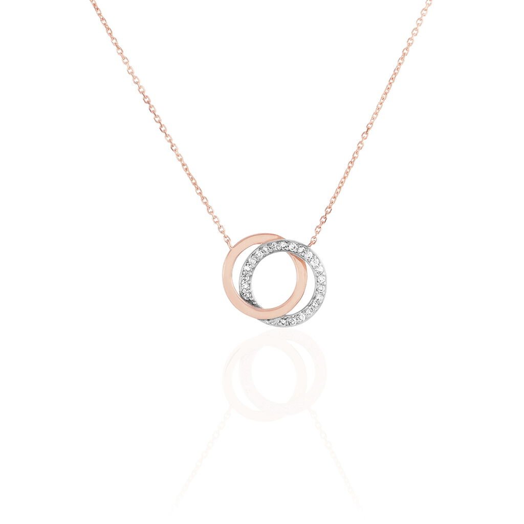 🦚 ABSOLU Damen Collier Gold Bicolor 375 (9 Karat) Diamant Weiß 0,07 ct Kreis, Collier mit Stein