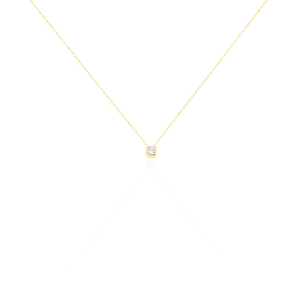 🦚 JALA Damen Collier Gold 375 (9 Karat) Diamant Weiß 0,1 ct Viereck, Collier mit Stein