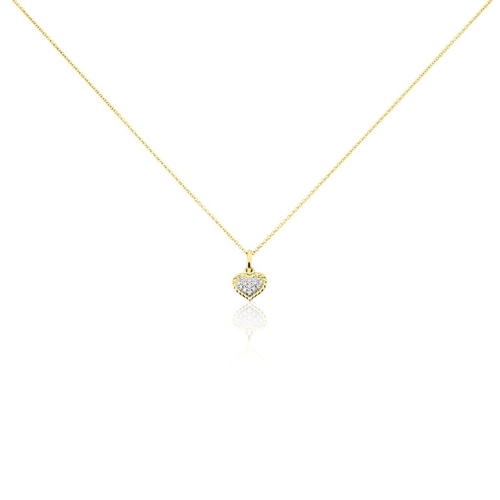 🦚 Herz Special Damen Collier Gold 375 (9 Karat) Diamant Weiß 0,04 ct Herz B 0,95 mm, Collier mit Stein