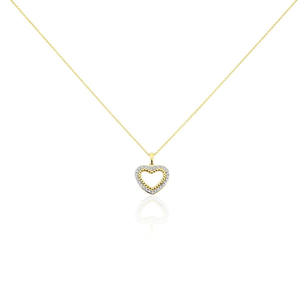 🦚 Herz Precious Damen Collier Gold 375 (9 Karat) Diamant Weiß 0,19 ct Herz B 0,95 mm, Collier mit Stein