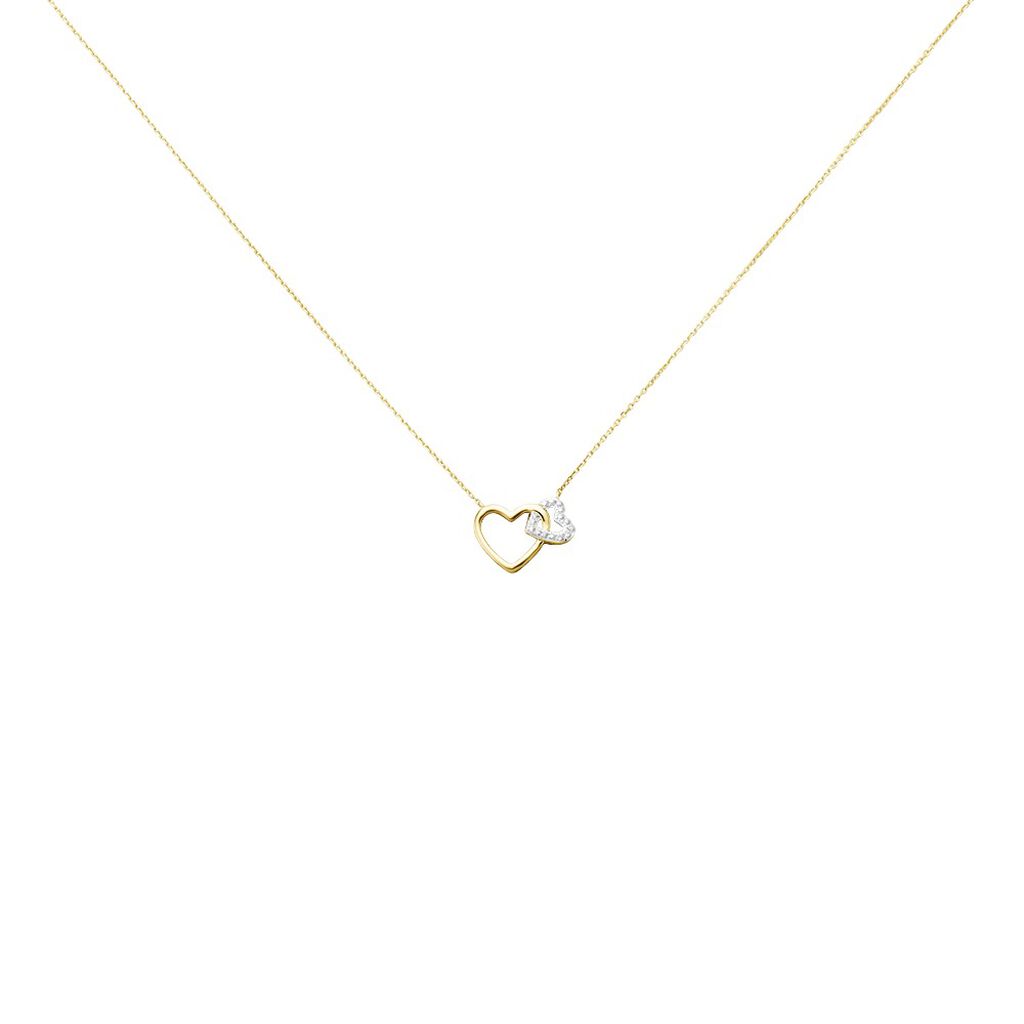 🦚 HERZ HO YOU & ME Damen Collier Gold 375 (9 Karat) Diamant Weiß 0,02 ct Herz B 0,7 mm, Collier mit Stein