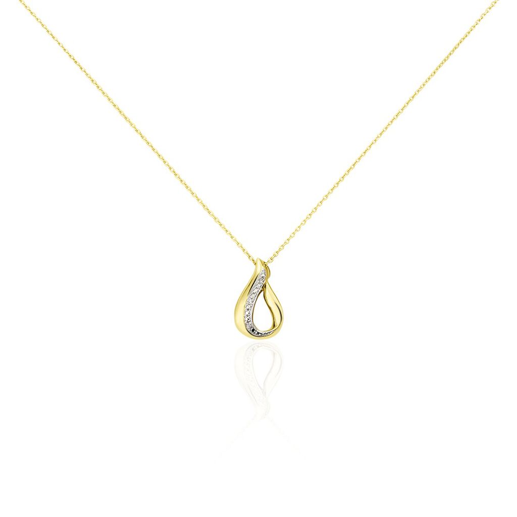 🦚 GOCCIE Damen Collier Gold 375 (9 Karat) Diamant Weiß 0,01 ct B 0,7 mm, Collier mit Stein