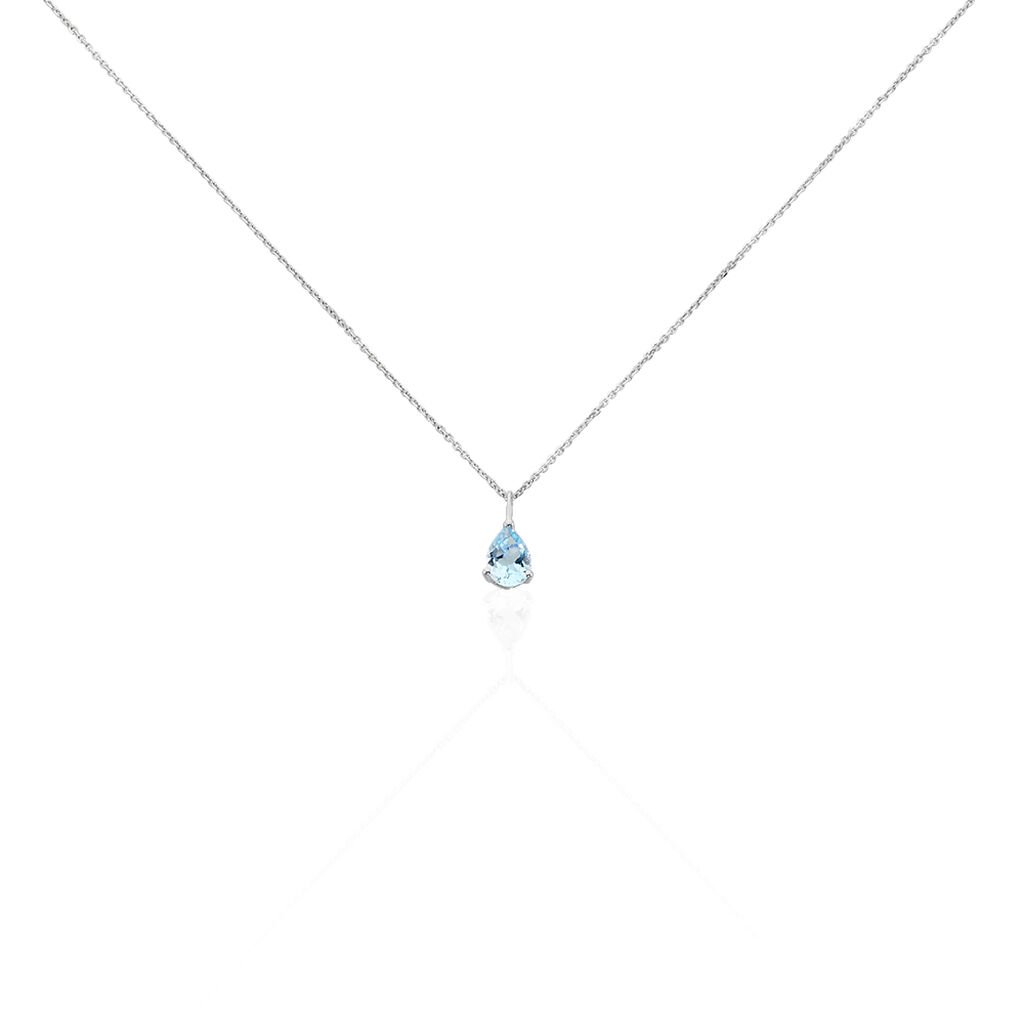 🦚 GOUTTE Damen Collier Weißgold 375 (9 Karat) Topas Blau 0,76 ct Tropfen B 0,46 mm, Collier mit Stein