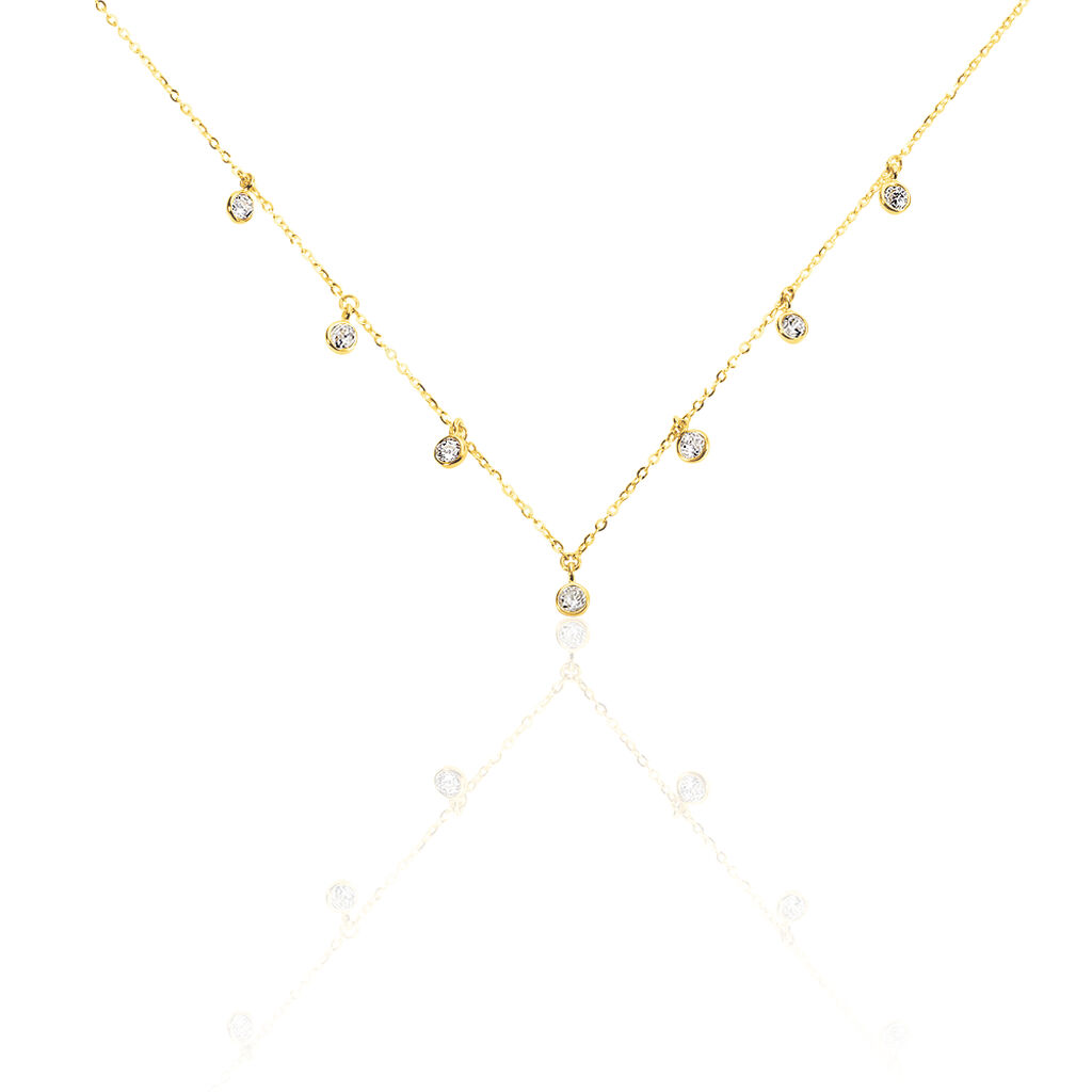 🦚 TALILA 1 Damen Collier Gold 375 (9 Karat) Zirkonia Weiß 0,16 ct, Collier mit Stein