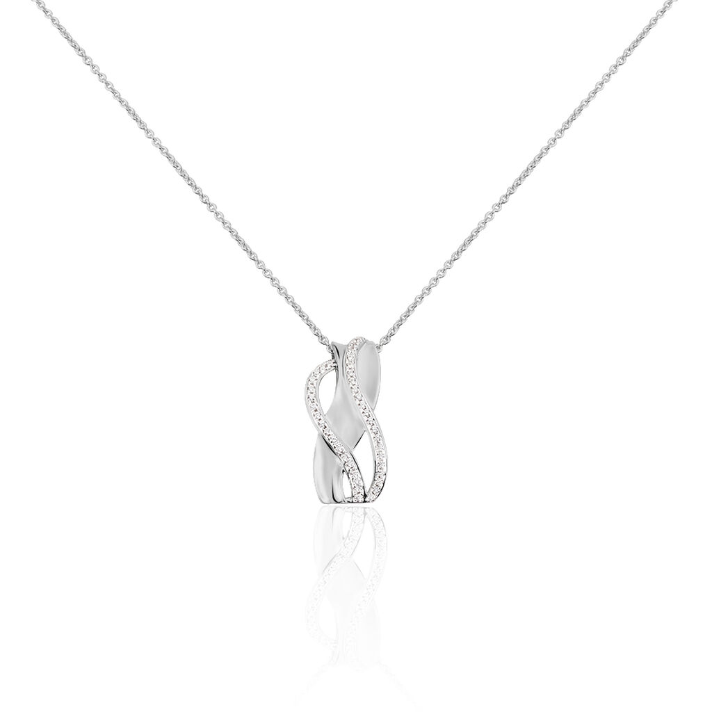 🦚 LARA Damen Collier Weißgold 375 (9 Karat) Zirkonia Weiß 0,04 ct, Collier mit Stein