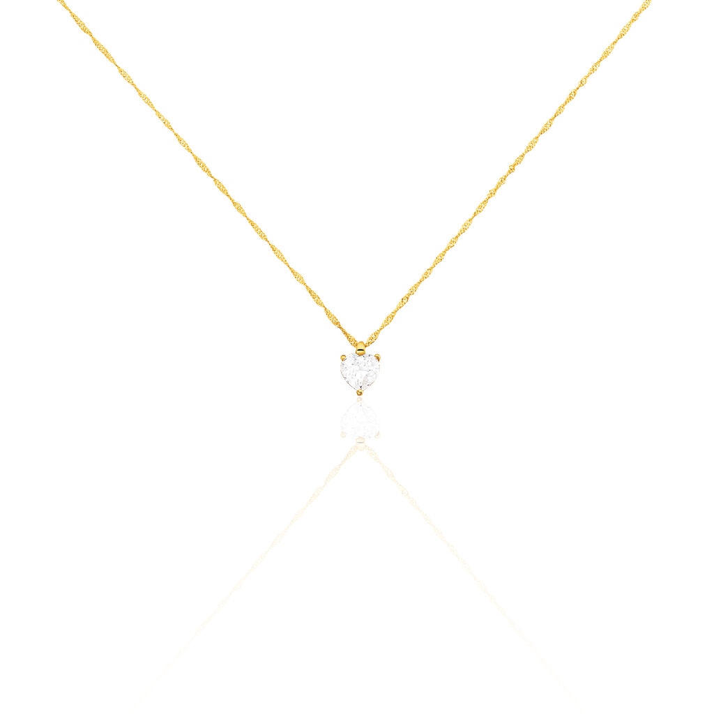 🦚 HERZ Damen Collier Gold 375 (9 Karat) Zirkonia Weiß 1,4 ct Herz, Collier mit Stein