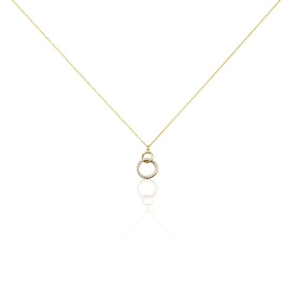 🦚 SAVANNA Damen Collier Gold 375 (9 Karat) Zirkonia Weiß, Collier mit Stein