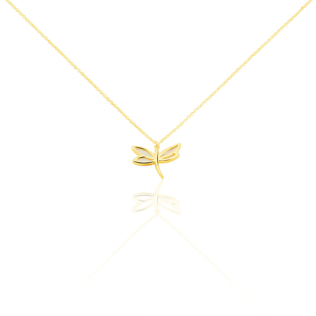 🦚 LIBELLE Damen Collier Gold 375 (9 Karat) Perlmutt Perlmutt 0,1 ct Libelle, Collier mit Stein