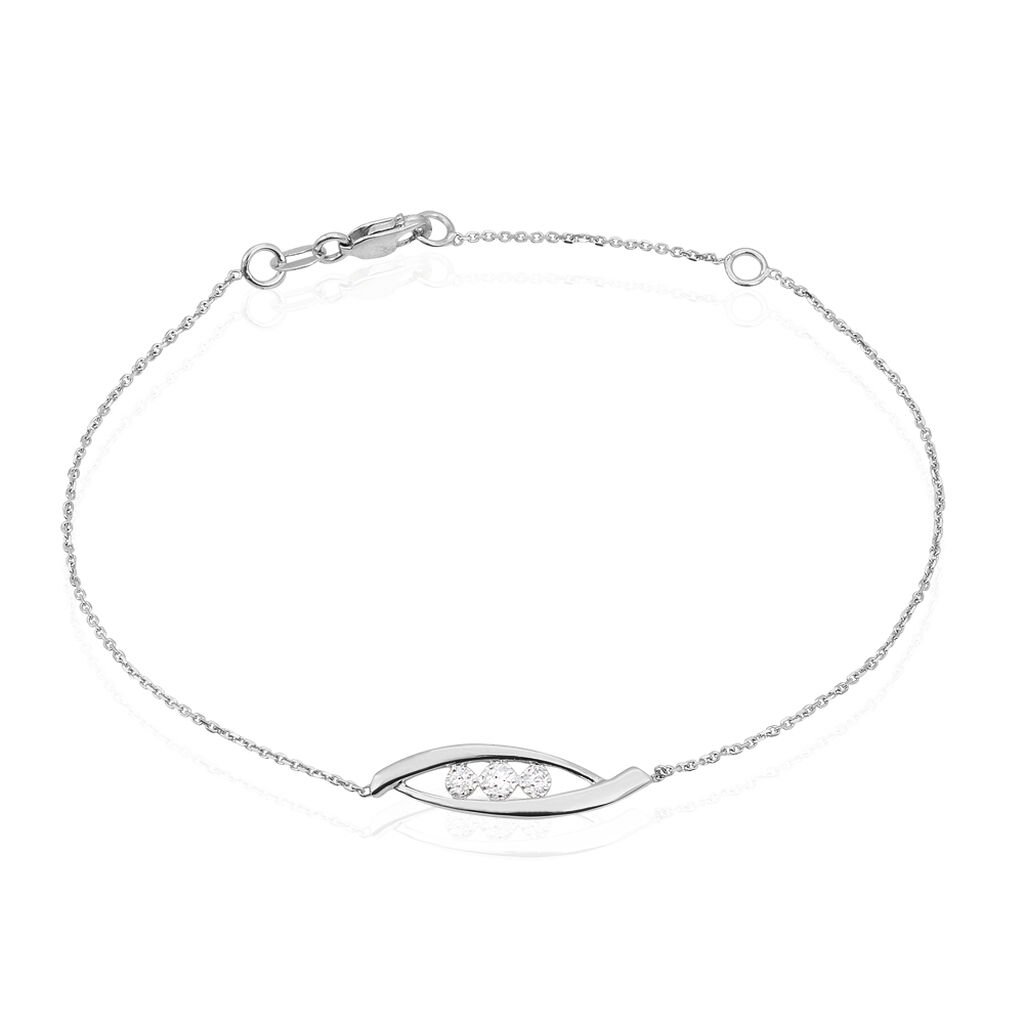 🦚 DELPHINE Damen Armband Weißgold 375 (9 Karat) Diamant Weiß 0,03 ct Oval, Armband mit Stein